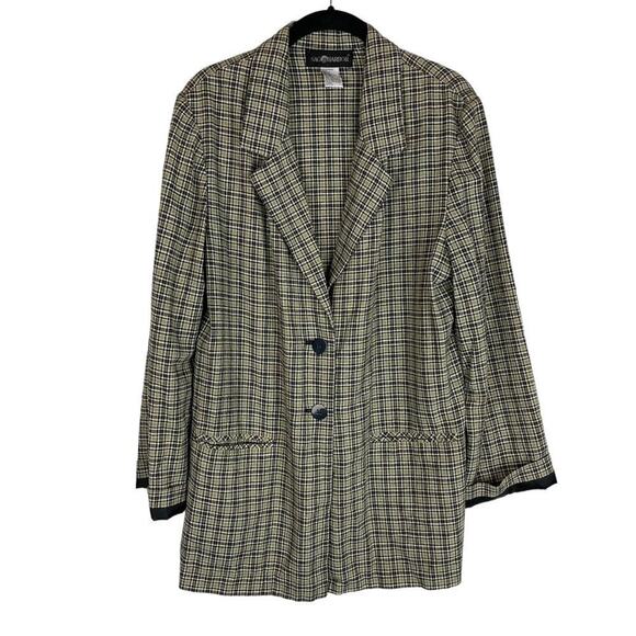 Vintage Sag Harbor plaid two button linen blend blazer - Picture 1 of 8